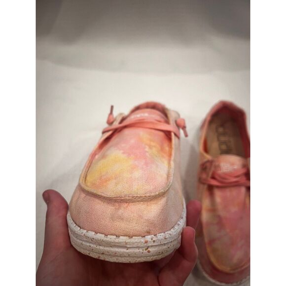 Hey Dude Wendy Tie Dye Lemon Ombre Pink Yellow Shoes Women’s Size 10 - Picture 11 of 15